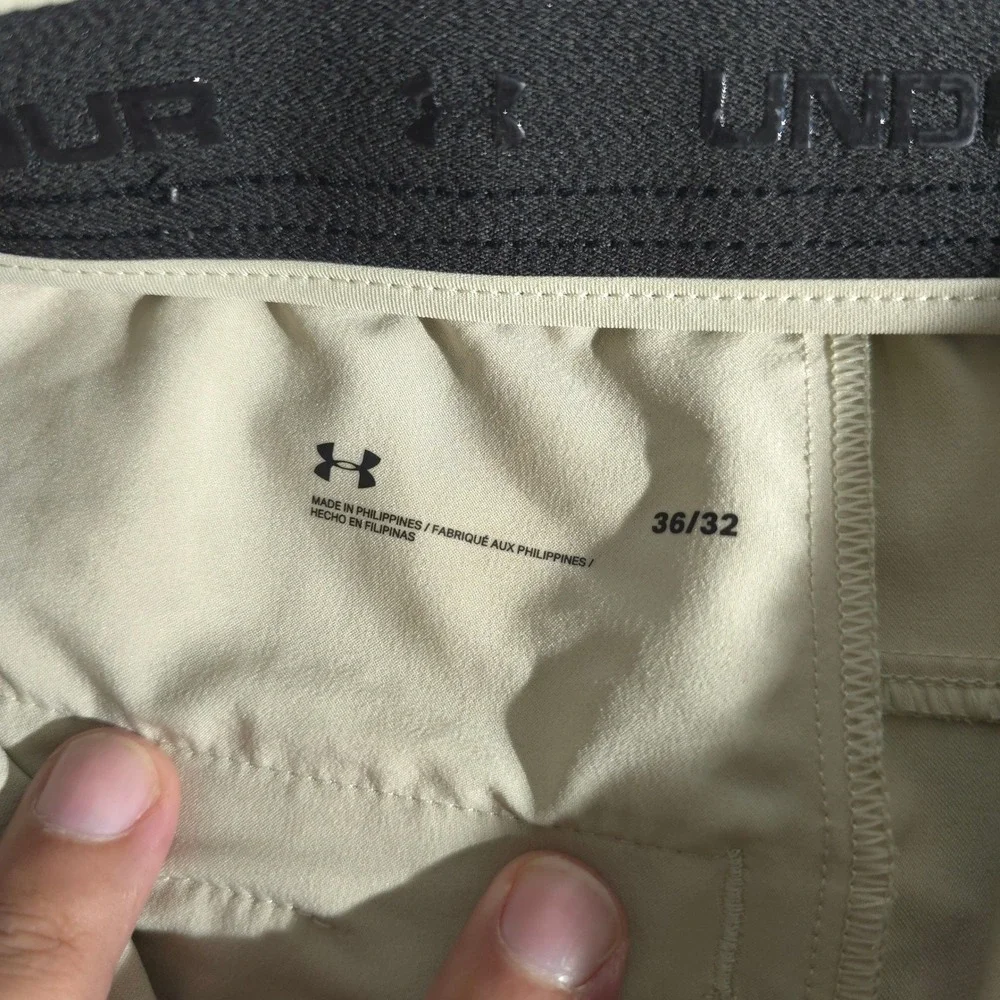 Under Armour Mens Golf Pants 36/32 Beige Lightweight Performances Solid Sports
